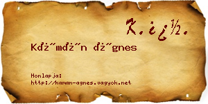 Kámán Ágnes névjegykártya