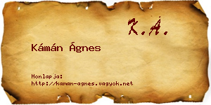 Kámán Ágnes névjegykártya
