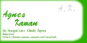 agnes kaman business card